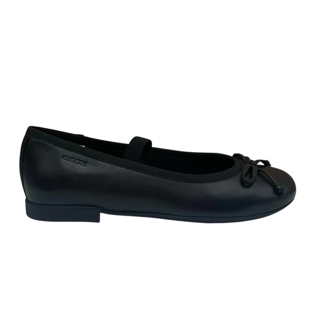 Geox Little Girls Leather Plie Ballet Flats Size 11 Solid Black Lightweight